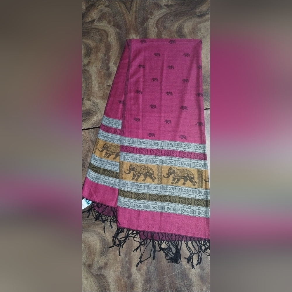 Elegant Pink and Tan Scarf 100% Cashmiere